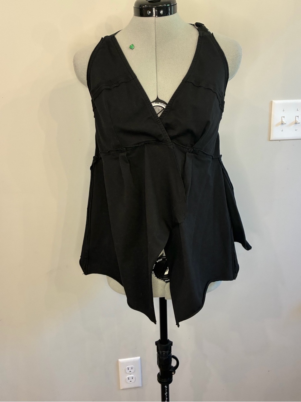 Free People Black Sleeveless Wrap V-Neck Tunic